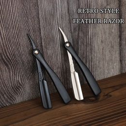 Shavers Black Plastic Handle Folding Razor Men Manual Beard Shaver Hair Removal Shaving Armpit Hair Tool Suitable For Feather Blade