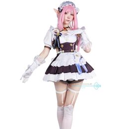 Trajes de anime em estoque Elysia Maid Uniform Cosplay Venha o jogo Honkai Impact 3rd Sexy Suits Maid Dress Dress Wig Hallown Party Cosplay Roupfits Y240422