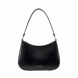 2024 Hot Sale Lady Genuine Leather Underarm Bag Fi Single Shoulder Bag Simple Solid Colour Bags Elegant Women Handbags Black O8Hz#