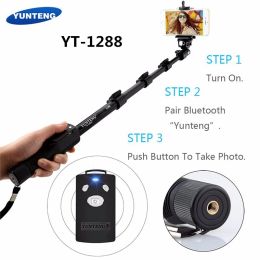 Brackets Original Brand Yunteng 1288 Selfie Sticks Handheld Monopod + Phone Holder + Bluetooth Shutter for iPhone GoPro Camera