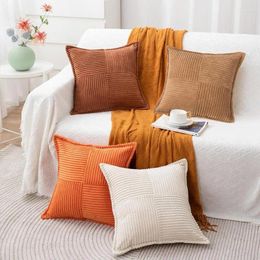 Pillow Corduroy Covers Portable Elegant Home Decorations Soft Striped Throw Square Solid For Sofa Bed Chair