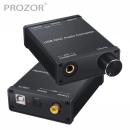 Converter PROZOR USB DAC Audio Converter Adapter with Headphone Amplifier USB to Coaxial S/PDIF Digital to Analogue 6.35mm Audio Sound Card