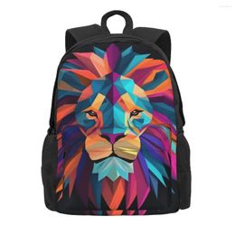 Backpack Lion Abstract Colourful Paper Art Hiking Backpacks Female Large School Bags Pretty Rucksack