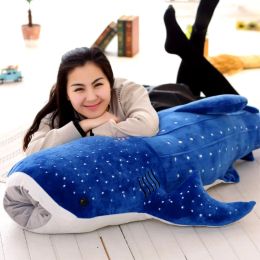 Dolls 150cm Large Size Soft Shark Plush Toy Big Creative Blue Whale Stuffed Soft Shark Sea Fish Plush Pillow Lovely Children Baby Doll