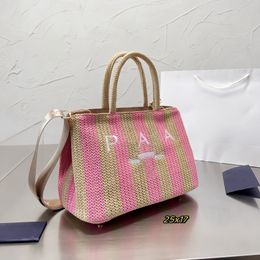 8A Luxury triangle Shoulder bag handbags designer tote bags for women's Straw weave Raffias top handle beach bag shopper TOP Quality bags fashion Crossbody Detail