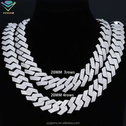 Fine Jewellery 20mm Necklace Bracelet Vvs Diamond Hip Hop Cuban Link Chain Gra d Moissanite 925 Sterling Silver Gold Plate