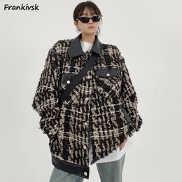 Women's Jackets Women Elegant Fashion All-match Plaid Long Sleeve Streetwear Unisex Japanese Style Couple Overcoats Autumn Vintage