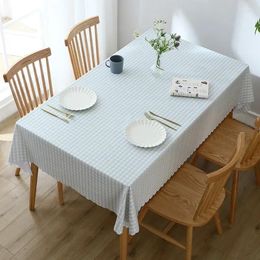 Table Cloth Custom-made PVC Waterproof Oil-proof Wash-free Rectangular Lace Style Printed Lattice Tablecloth Gray22