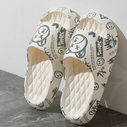 Summer 2024 Women Slippers Trendy Graffiti Print Platform Flat heel Slides Shoes Men Plus Size EVA Couple Beach Sandals 240420