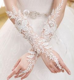 New Bridal Gloves High Quality Iovry Fingerless Elbow Length Lace Beaded Bridal Wedding Gloves bride glove Wedding Access4162159
