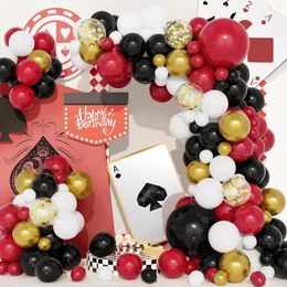 Party Decoration Red And Black Casino Style Balloon Arch Set 145 Pieces Of Poker Metal Balloons Birthday Graduation