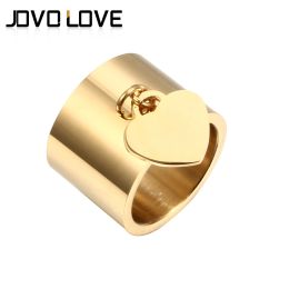 Bands MSX Luxury Love Heart Tag Charm Rings Big Wide Stainless Steel Rings Vintage Forever Love Wedding Engagement Rings For Women Men