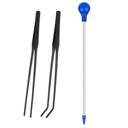 Combo Fish tank coral feeder water grass clip Stainless Steel Long Tongs Tweezers Aquarium Live Tank Feeding Tong for cleaning