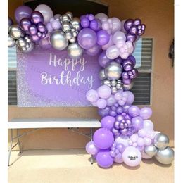 Party Decoration 150Pcs Romantic Purple Latex Balloons Garland Arch Kit Silver Chrome Metallic Ball Birthday Wedding Decorations Air Globos
