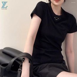 Women's T Shirts 2024 Summer Slim Fit Versatile Pure Cotton Top