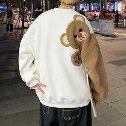 Women's Hoodies Oversized Sweatshirt Cozy Cartoon Bear Couple Sweatshirts For Fall Winter Sport Tops Men Women Soft Warm Long