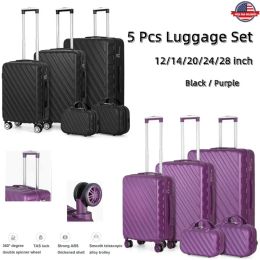 Sets 5Pcs Luggage Set Cosmetic Suitcase Travel Suitcase Suit Portable Boarding Luggage with 360 Degree Sipnner Wheels