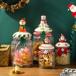 Storage Bottles Christmas Candy Jar Glass Food Bottle Dried Fruit With Lid European Roman Sugar Container Set Snack Sealed Tank Gift