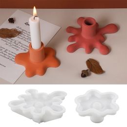 Ceramics Flowing Water Drops Candle Holder Silicone Mould Crystal Gypsum Resin Moulds DIY Water Flow Candlestick Ornament Mould Home Decor