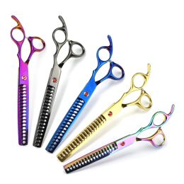 Grooming Dog Grooming Scissors Professional 7" Japan 440C Thinning Shears Dog Chunker Scissors Fishbone Teeth Puppy Shears Dropshipping