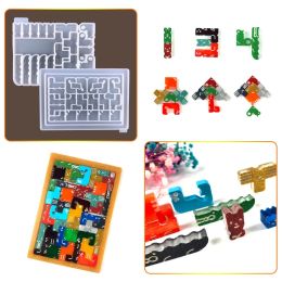 &equipments 1 Set Resin Moulds Mini Cube Silicone Square Tray Epoxy Crystal DIY Stackable Puzzle Tangram Russian Interlocking Blocks Mould