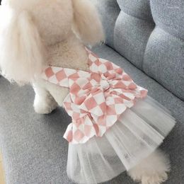 Dog Apparel Pet Lace Tullle Dress Clothes Small Tutu Party Birthday Wedding Bowknot