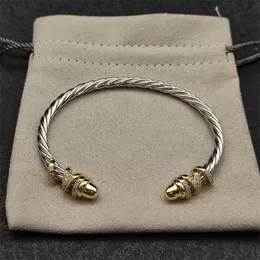 Fashionable designer bracelet dy pearl head bracelets for women trendy plated silver cable wire twisted cuff bangles bracelets men gift zl123 b4