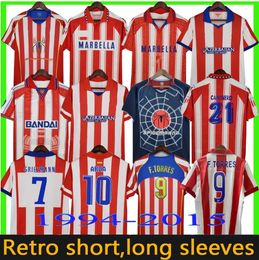 Retro 2004 2005 2013 2014 Atletico Madrids soccer jerseys kun Aguero Griezmann MAXI F.TORRES 04 05 10 11 13 14 15 94 95 96 97 Gabi Forlan vintage classic Home away black