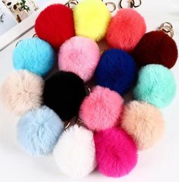 8cm Imitate Rabbit Fur Ball Keychain Pom Pom Car Handbag Keychains Decoration Fluffy Faux Rabbit Fur Key Ring Bag Accessories5968275