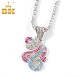 Necklaces THE BLING KING Unicorn Pendant Necklace Full Iced Out Cubic Zirconia Charm Necklace Fashion Hiphop Jewellery For Dropshipping