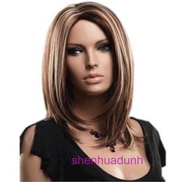 High quality fashion wig hairs online store C womens curly hair medium length synthetic fiber full set of wigs