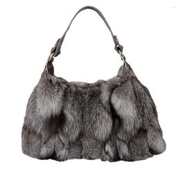 Waist Bags Real Fur Women Message Single Shoulder Crossbody Silver Large Lady Clutch Bag