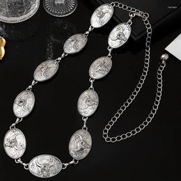 Belts Boho Design Women's Waist Chain Waistband Retro Silver Metal Girdle Fashion Luxury Clothing Accessories Slim Belt