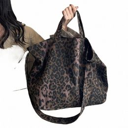 leftside Leopard Design 2024 Korean Fi Big Crossbody Bags for Women Travel Handbag Lady Shopper Shop Shoulder Bag a15d#