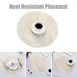 Table Mats Heat-resistant Placemat Elegant Floral Round Heat Resistant Set For Home Dining Wedding Protection Gold Pattern