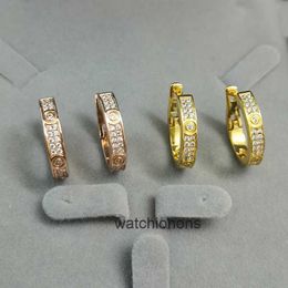 الراقية الفاخرة Carrtier Ender Internet Celebrity Full Diamond Arrings S925 Sterling Silver Placed 18K Rose Gold Bullet Card Home Buckle Poinsipory