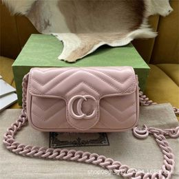 Tote bag high definition Macaron Family Marmont Series Marmont Mini Love Wave Pattern Single Crossbody Double Chain Womens