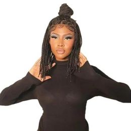 FANCIVIVI 14" Small Triangle Short Box Braids Hand Tied Full Lace Knotless Wig