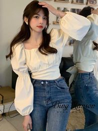 Women's Polos Korean Version Of Y2k Top Sweet Long Sleeved T-shirt Sexy Slim Fit Strap Street Fashion Short