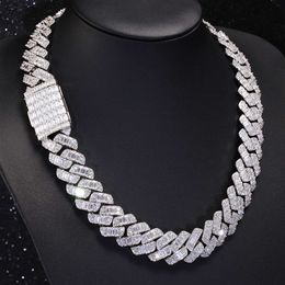 Customization Cuban Chain Sterling Silver Vvs Moissanite Baguette Heavy Miami Style Chain for Men s Hiphop Life