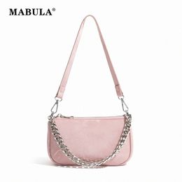 mabula Small Zipper Underarm Shoulder Bag Big Chain Classical Design Pu Clutch Wallet Chinese Stylish Leather Tote Handbag S3KG#