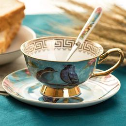 Cups Saucers Vintage Art Bone China Exquisite Coffee Cup With Spoon European Style Tea And Saucer Set Suitable For All Kinds Of Leisure