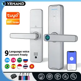 Control YRHAND Tuya Wifi Sliver fechadura eletronico digital Biometric Fingerprint Lock App Remote Waterpoof Smart Door Lock