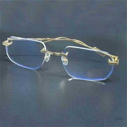 Designer Mens and Womens Beach Couple Sunglasses 20% Off Clear Eye Frames Men Rimless Metal Prescription Espejuelos Mujer Glasses for Womenkajia