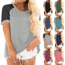 Women's T Shirts Ladies Casual Loose Solid Colour T-Shirt Round Neck Pullover Short Sleeve Top Plus Size Clothing Sale