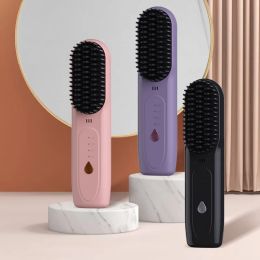 Dryer 2 in 1 Wireless Straight Hair Comb Hair Straightener 4000mah Negative Ion Hot Brush Dryer and Straightening Brush Hair Curler