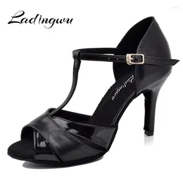 Dance Shoes Ladingwu Factory Outlet Black Dancing For Women Latin Artificial Leather And PU Ballroom Competition