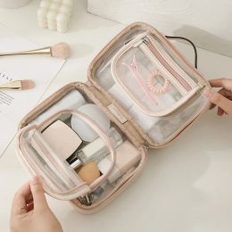 Cases Waterproof Cosmetic Bag Transparent Cosmetic Organizer Bag Double Layered Multifunctional Large Capacity for Women Holiday Gifts