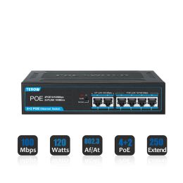 Control Ethernet Switch 100Mbps 4Ports POE Fast Switch Ethernet High Performance Smart Switcher RJ45 Hub Internet Injector for IP Camera