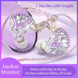 Earphones InEar Earphone Noise Cancelling Headphones with Microphone 3.5mm Wired Earbuds Diamond Headset for Gifts Gifts Brithday Q2Pro